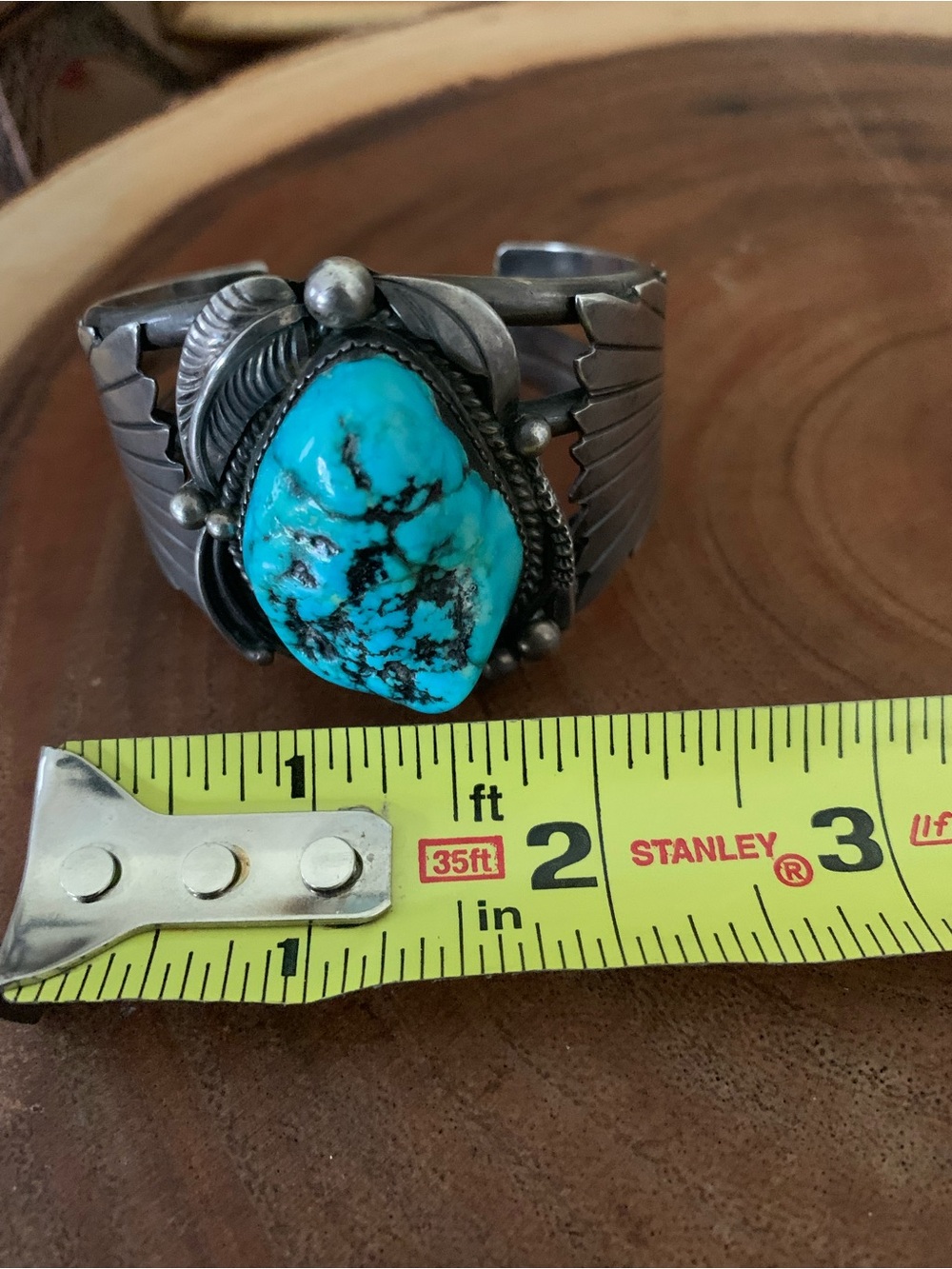 Vintage Turquoise Cuff
Bracelet Navajo Style Sterling
Silver Signed J Charley - Picture 8 of 11